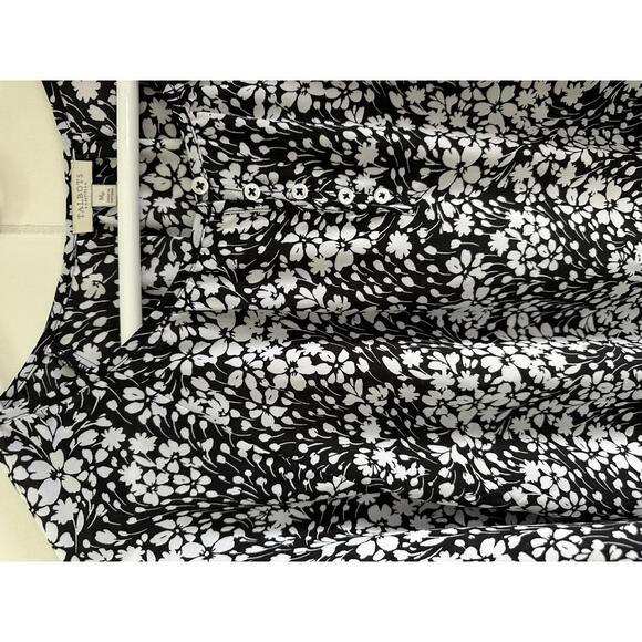 Talbots Black and White Floral Print Blouse size Medium - Picture 2 of 4
